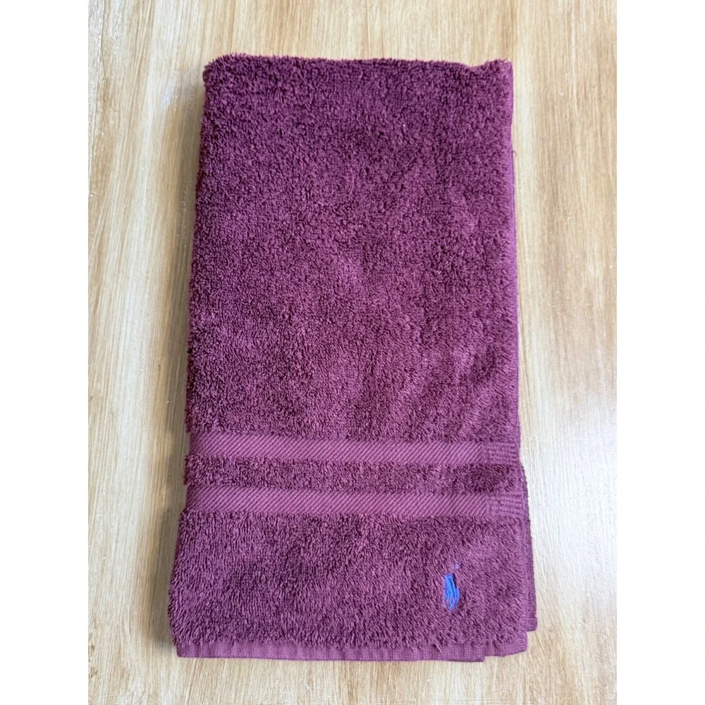 Vintage Ralph Lauren Plum/ Wine 3pc Bath Towel Set Blue Pony Logo